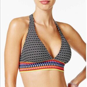 NWT Jag Black Chromatic and Neon Geo Print Bikini Top